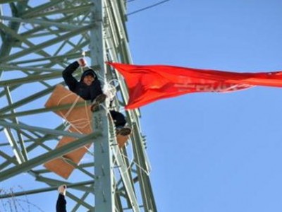 Заемные работники  Hyundai от безысходности забрались на опору ЛЭП