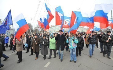 Профсоюзные активисты приняли участие в шествии «В поддержку Крыма и против фашизма»