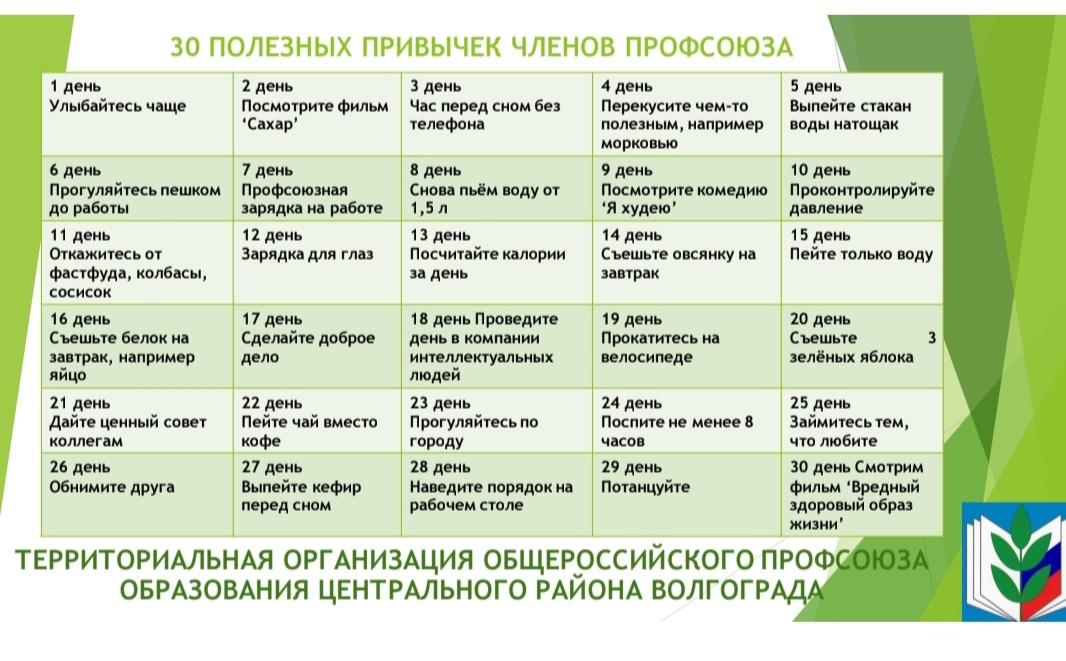 Марафон "30 полезных привычек члена профсоюза"
